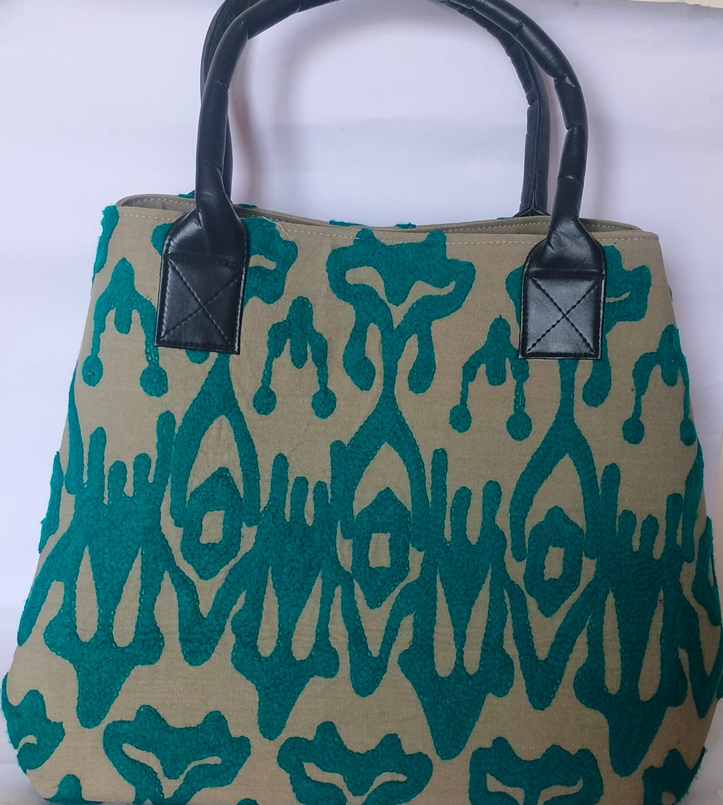 Suzani Embroidered Canvas Tote Bag – Expandable Bohemian Handcrafted Shoulder Bag