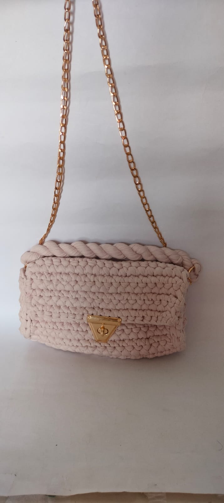 Blush Beige Crochet Sling Bag