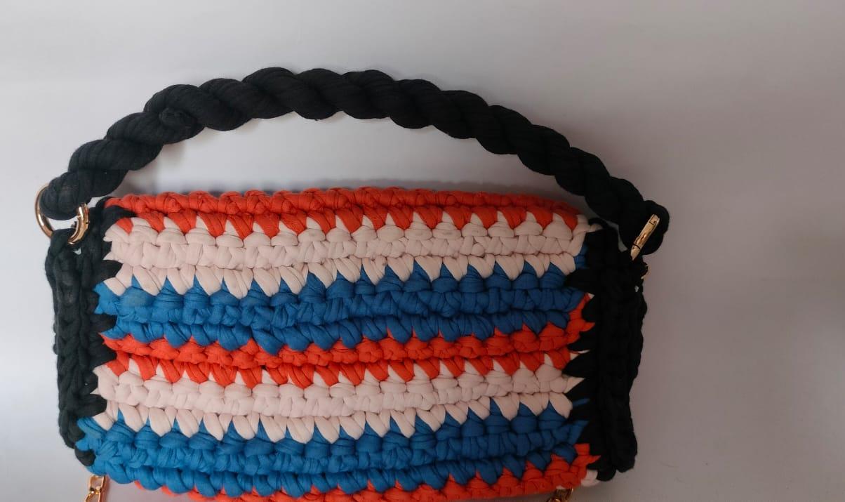 Multicolour Orange Crochet Sling Bag