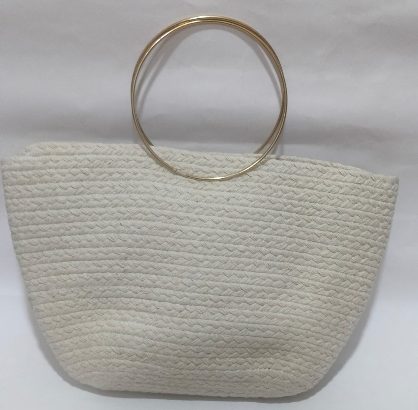 Ivory Sands Jute Ring Handle Handbag