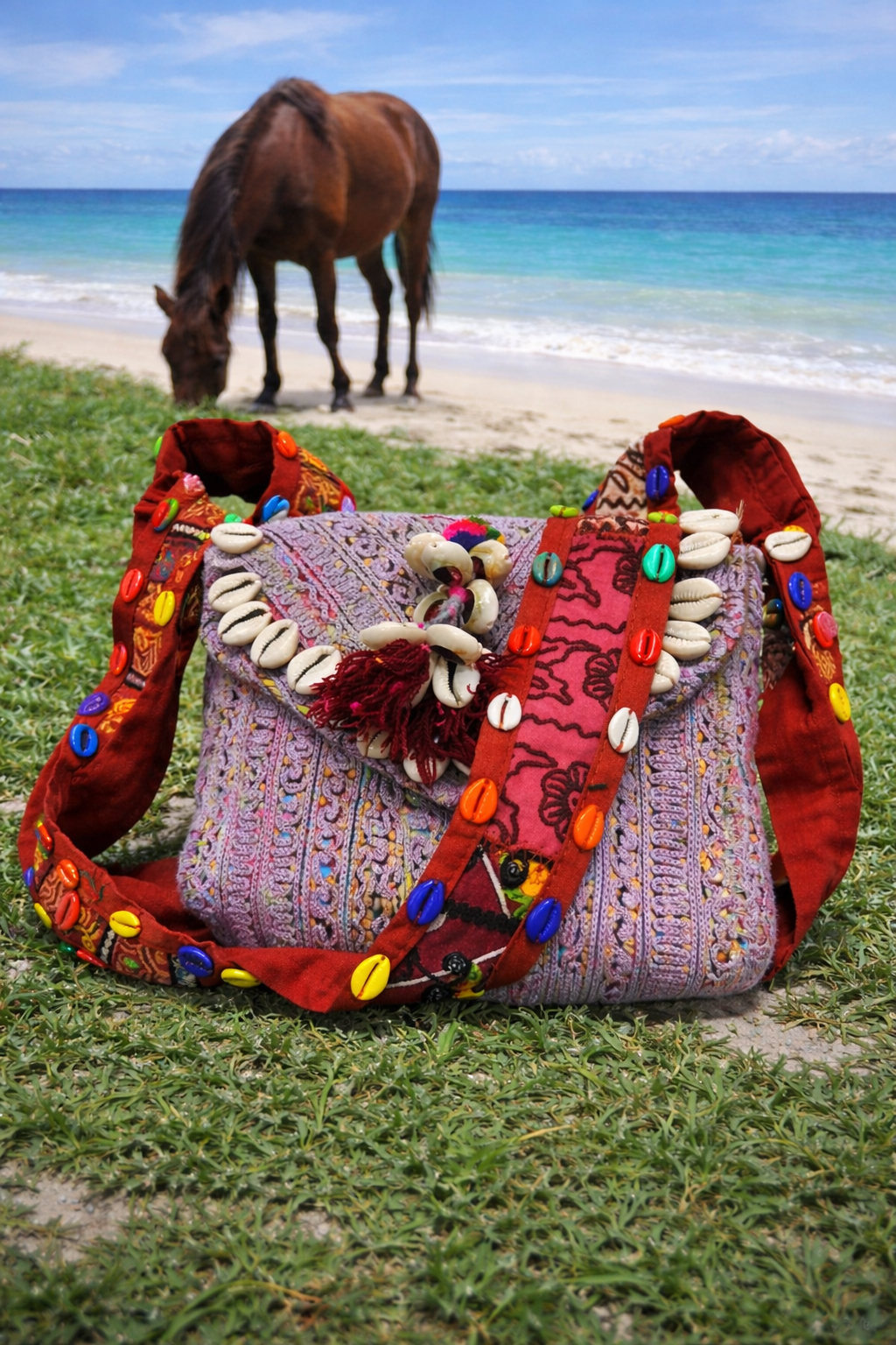 Mauve Embroidered Banjara Small Sling Bag (7–8”)