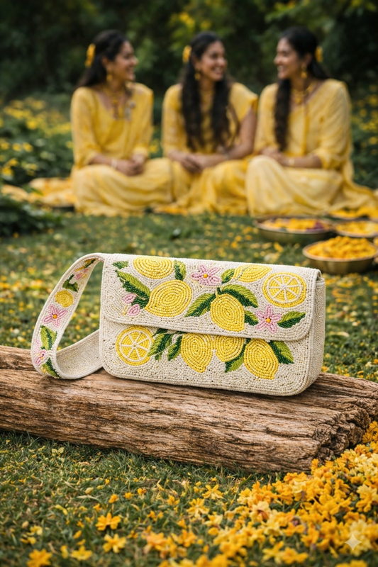 Beaded Compact LightLemon Shoulder Bag