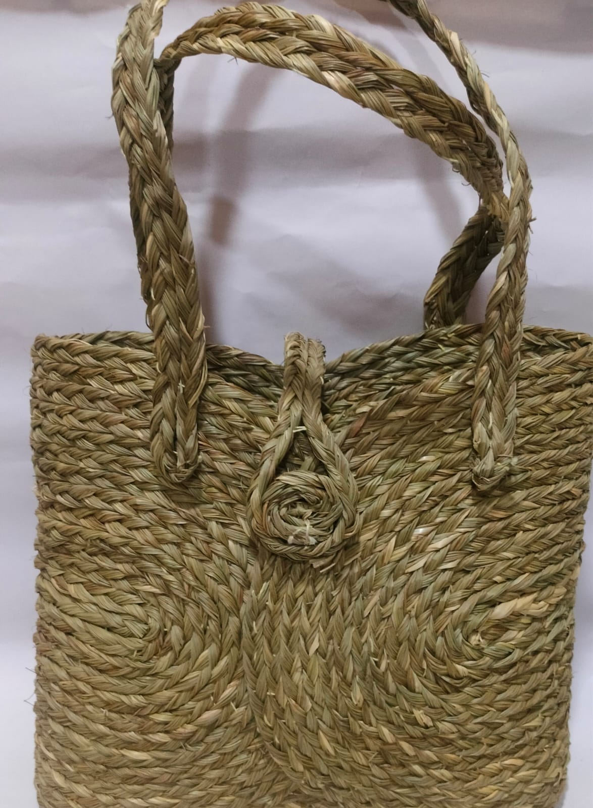 Beige Grass Handmade Boho Tote Bag