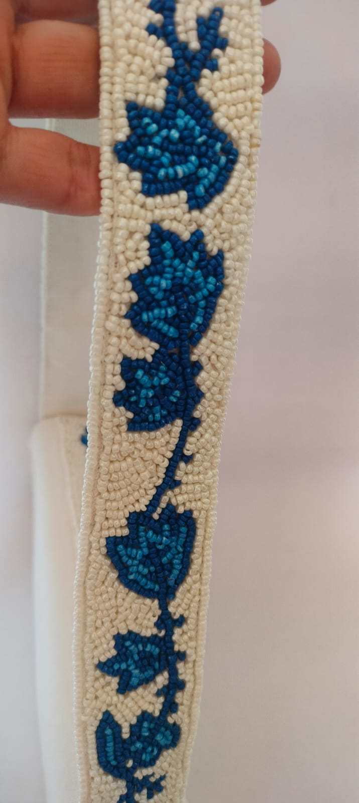 Beaded Compact Blue Shoulder Bag