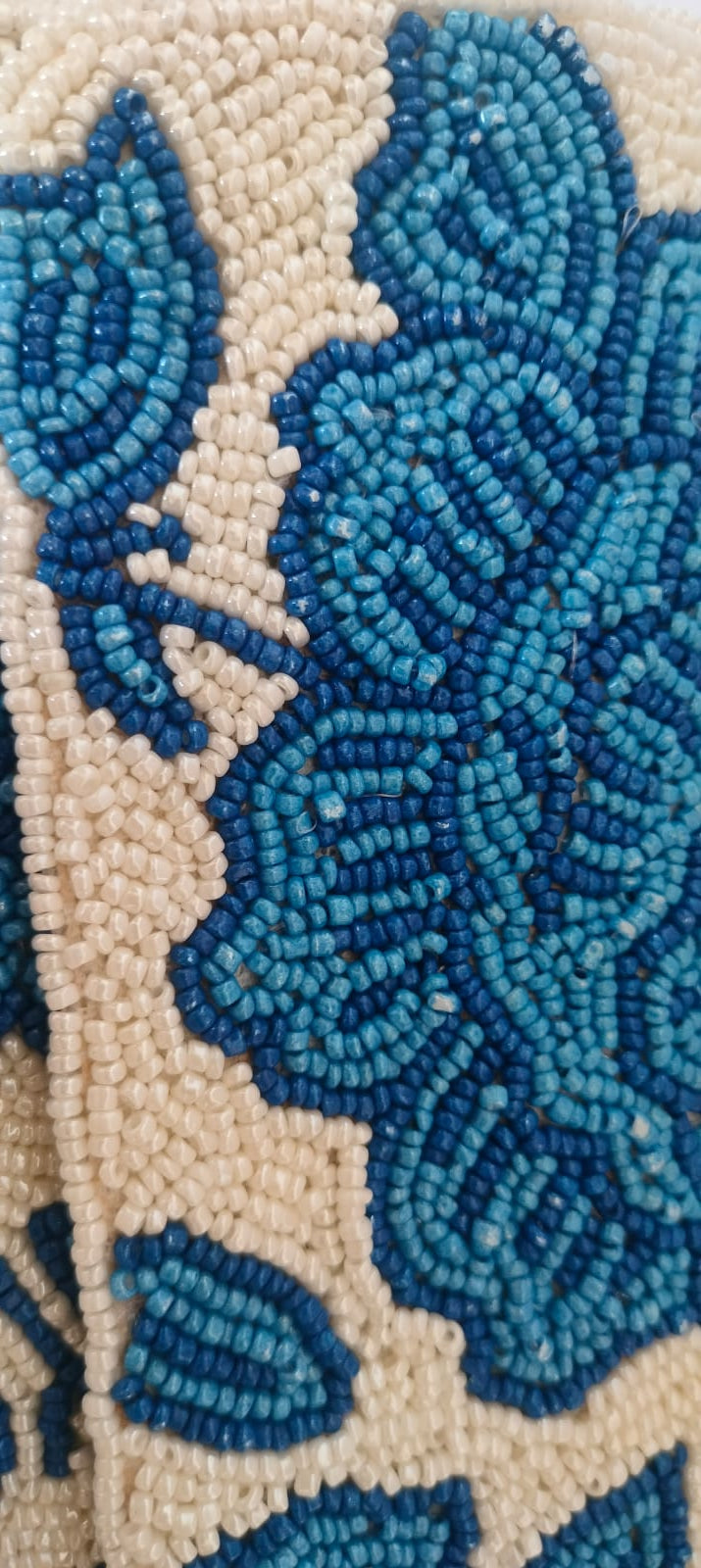 Beaded Compact Blue Shoulder Bag