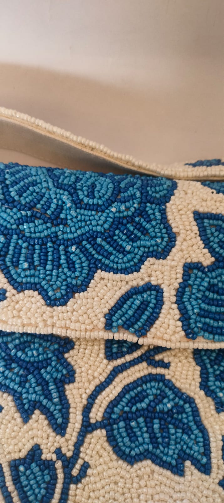 Beaded Compact Blue Shoulder Bag