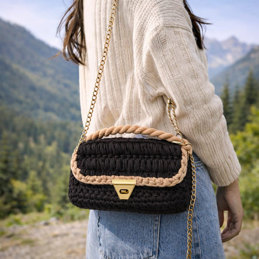 Brown Crochet Sling Bag