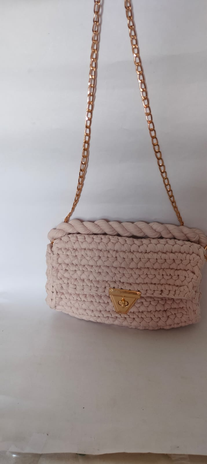 Blush Beige Crochet Sling Bag