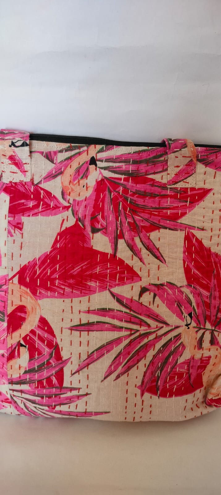 Pink Kantha Stitch Cotton Tote Bag – Big Leaf