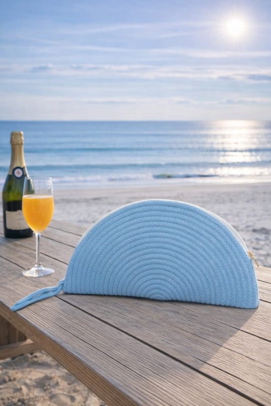 Light blue  Half moon Clutch