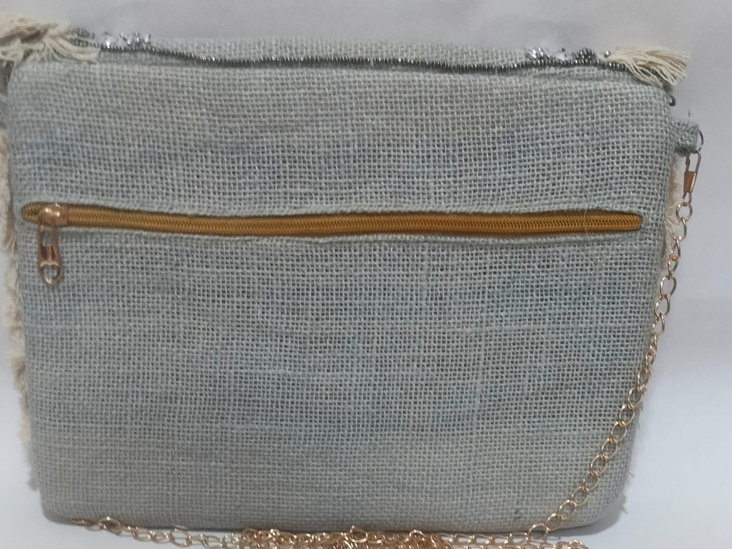 English Grey Embellished Boho  Big Sling Bag