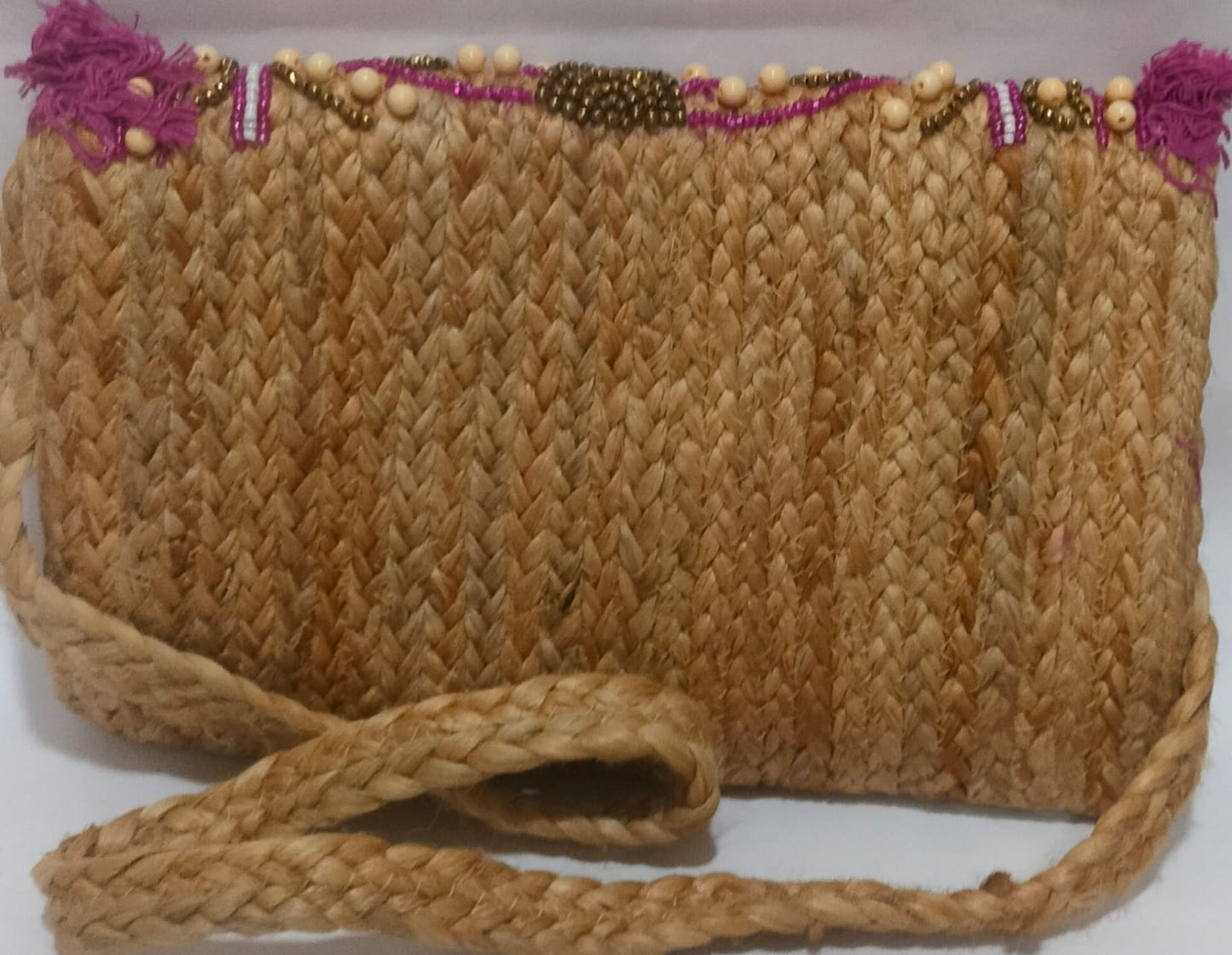 Light brown pink Embellished Boho  Big Sling Bag