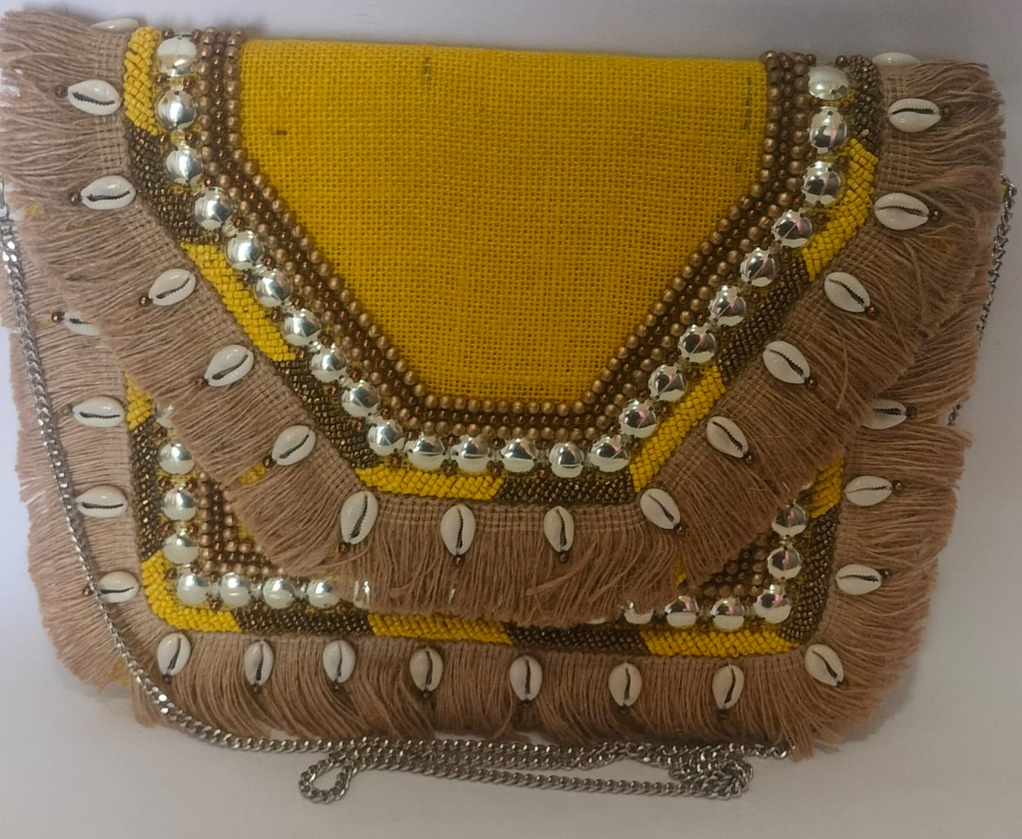 Yellow Embellished Boho  Big Sling Bag