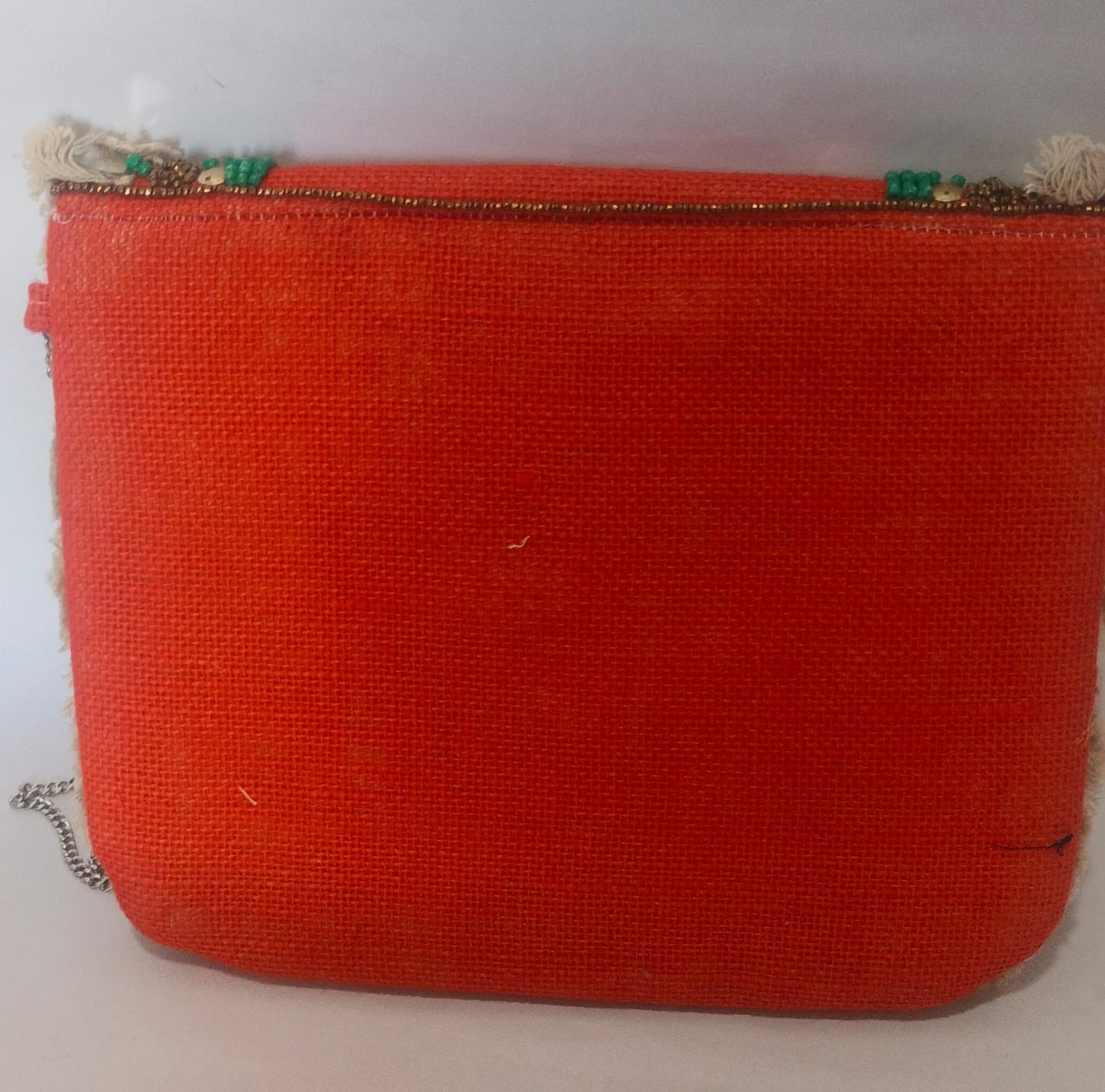 Red Boho Luxe Beaded Canvas Sling Bag – Multicolor Statement Edition