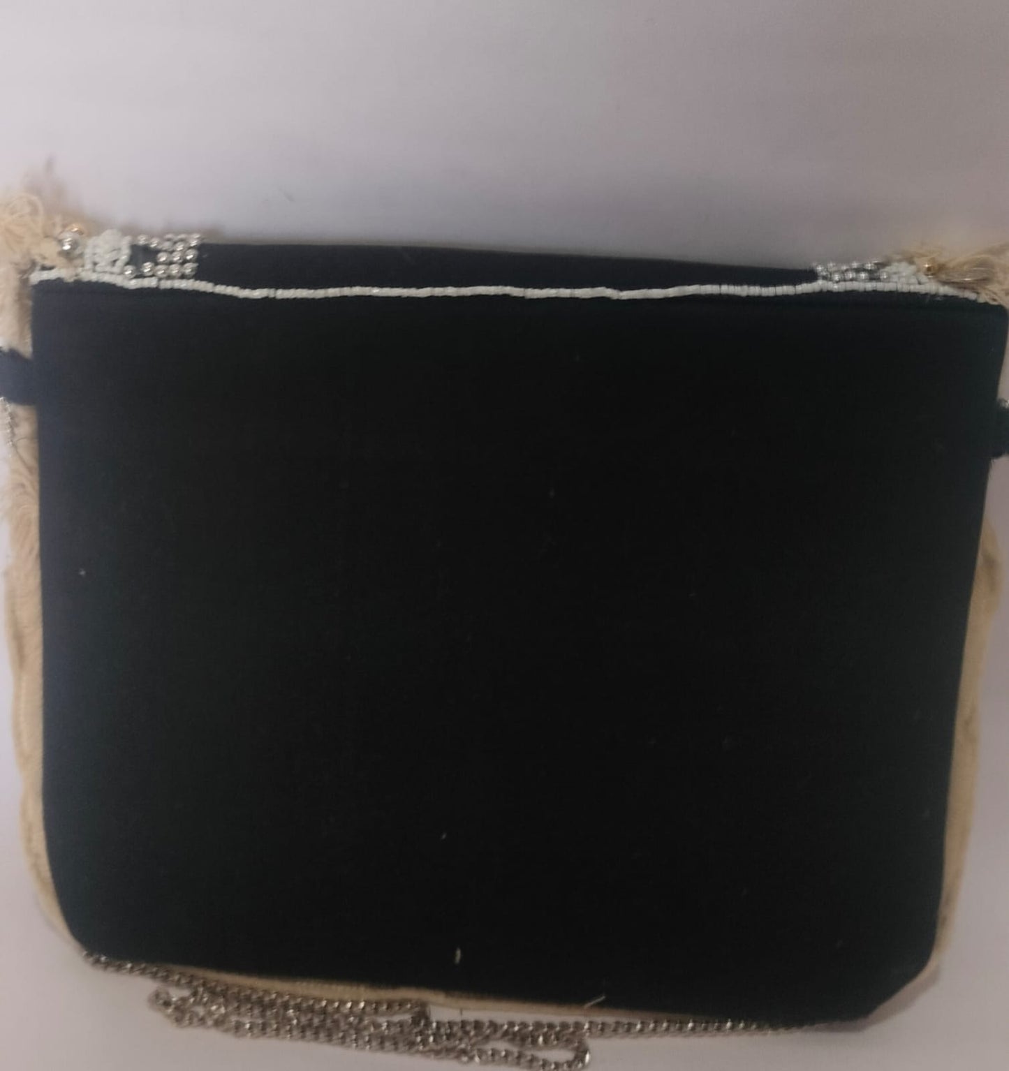 Black Boho Luxe Beaded Canvas Sling Bag – Statement Edition