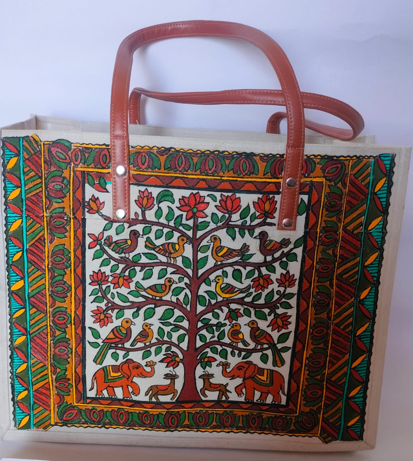 Handpainted  Art on  Canvas Tote Bag – Boho  Shoulder Tote Bag