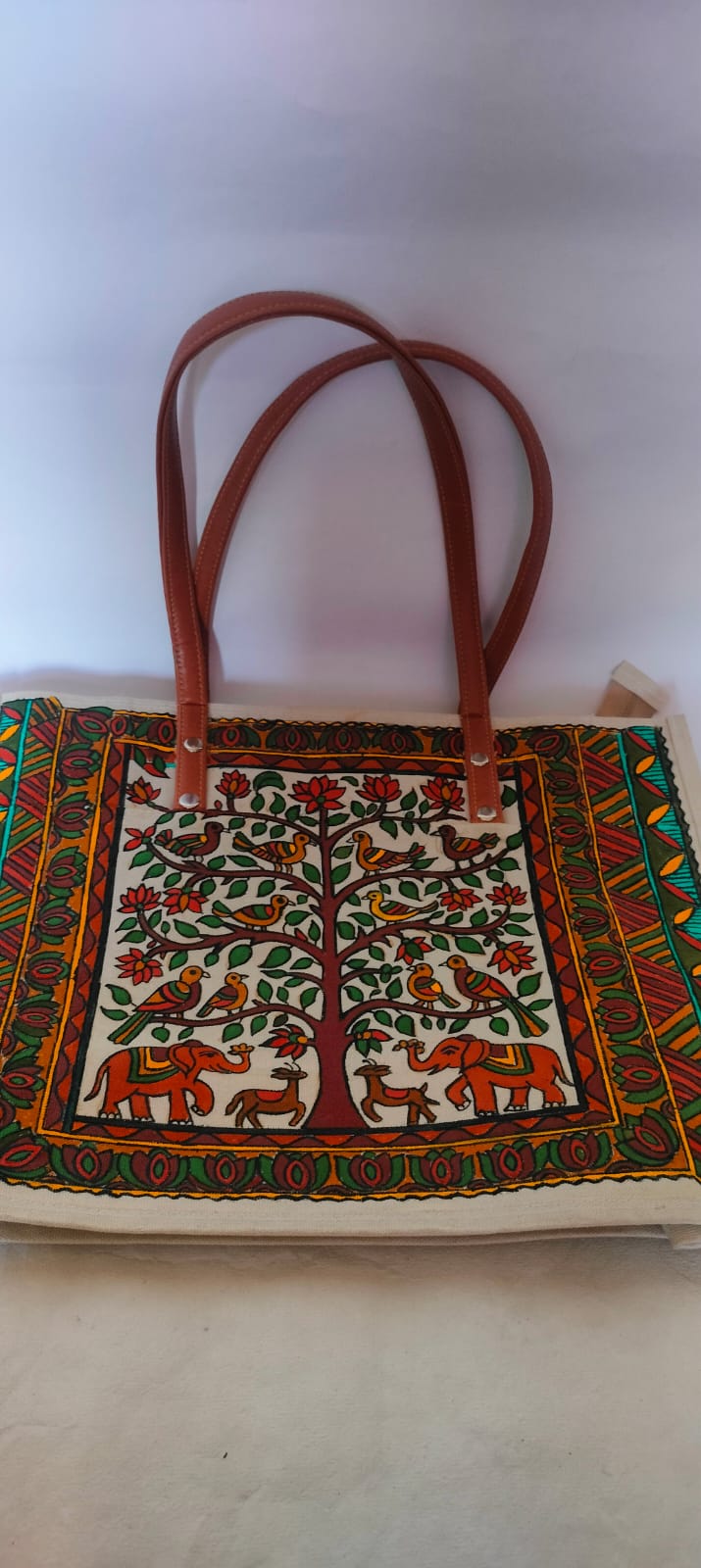 Handpainted  Art on  Canvas Tote Bag – Boho  Shoulder Tote Bag