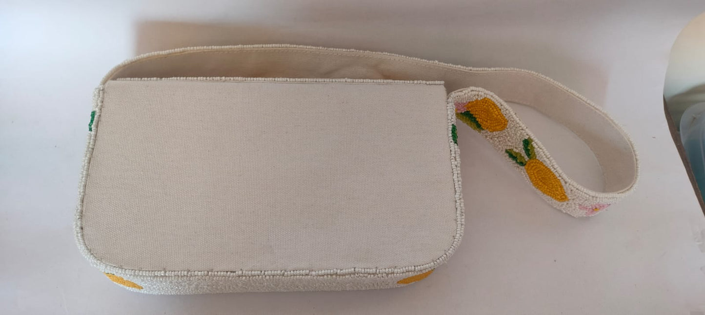 Beaded Compact LightLemon Shoulder Bag