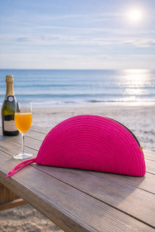 Vibrant Pink Half moon Clutch