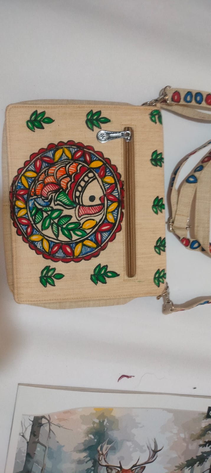 Madhubani Woven Two Peacock Sling Bag