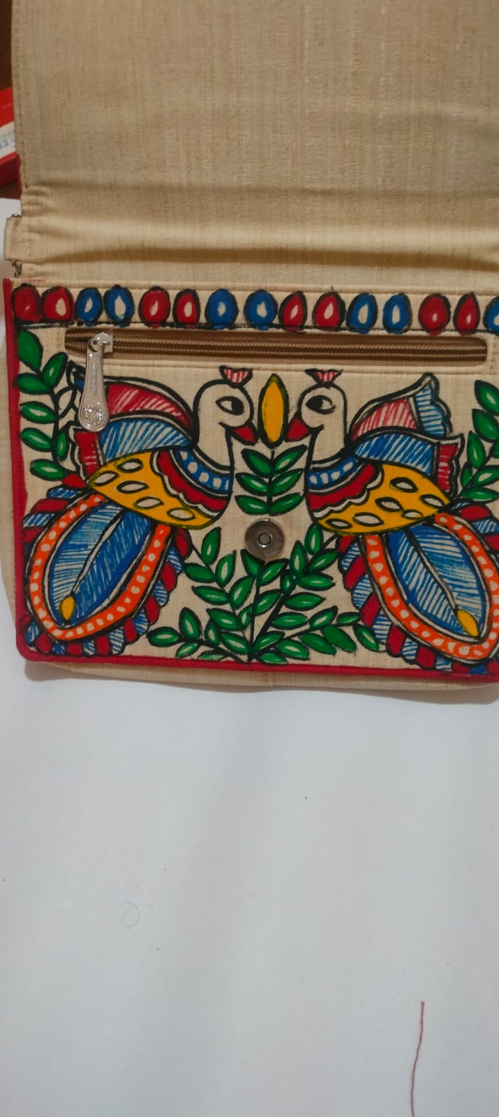 Madhubani Woven Two Peacock Sling Bag