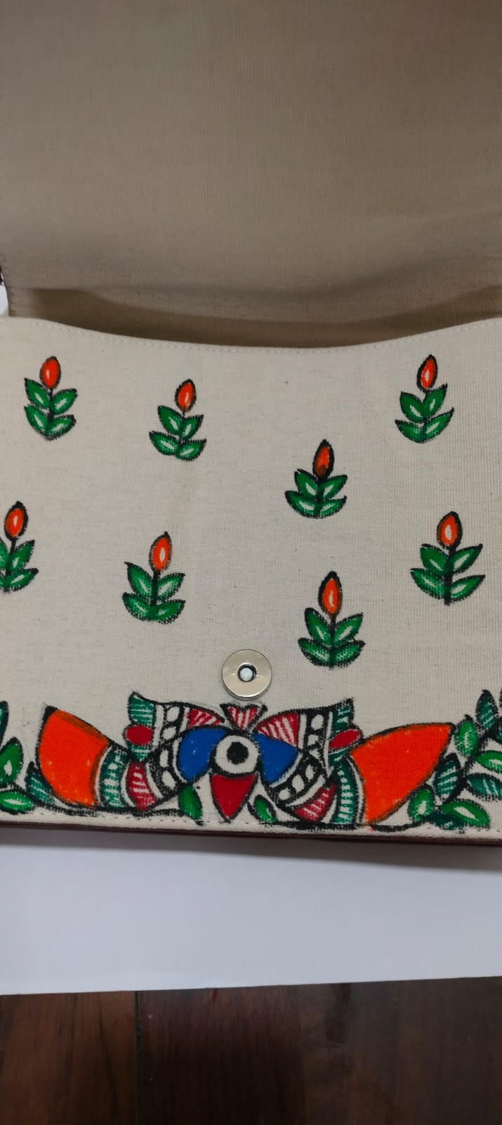 Madhubani Woven Birds Office Bag with Long Strap