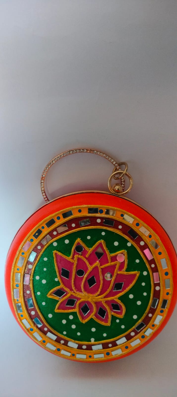 Lippan Art Inspired Round Handpainted Party Clutch (7.5”)